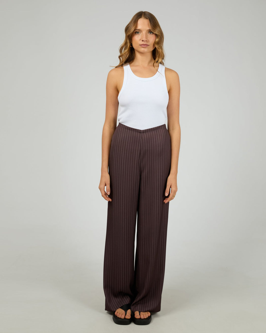 Silent Theory Eden Pinstripe Pant Chocolate