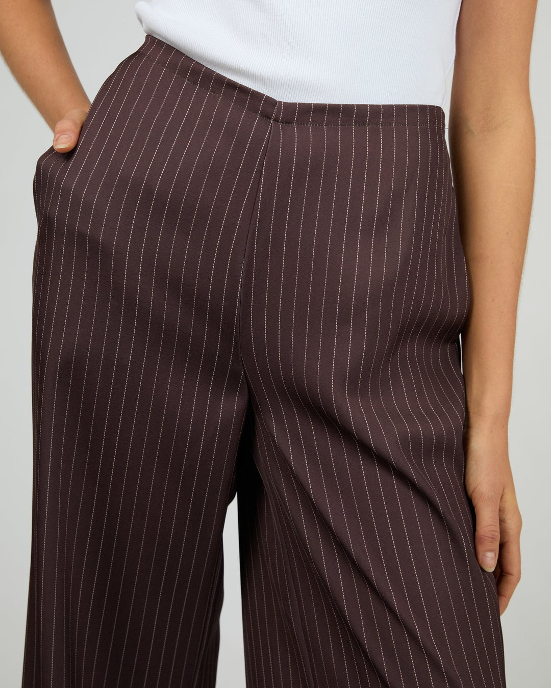 Silent Theory Eden Pinstripe Pant Chocolate
