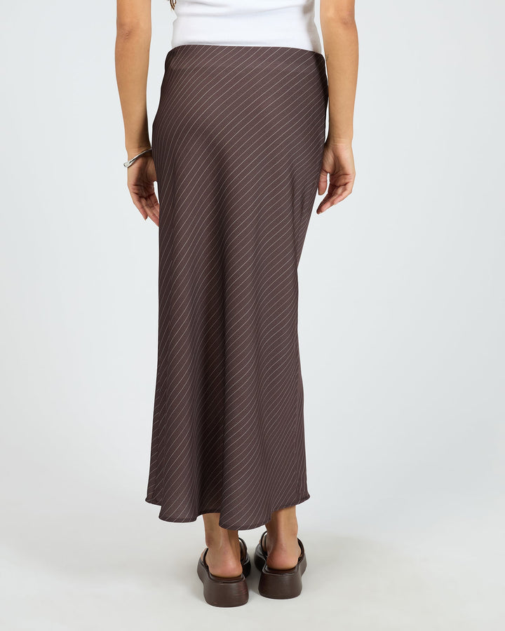 Silent Theory Eden Pinstripe Maxi Skirt Chocolate