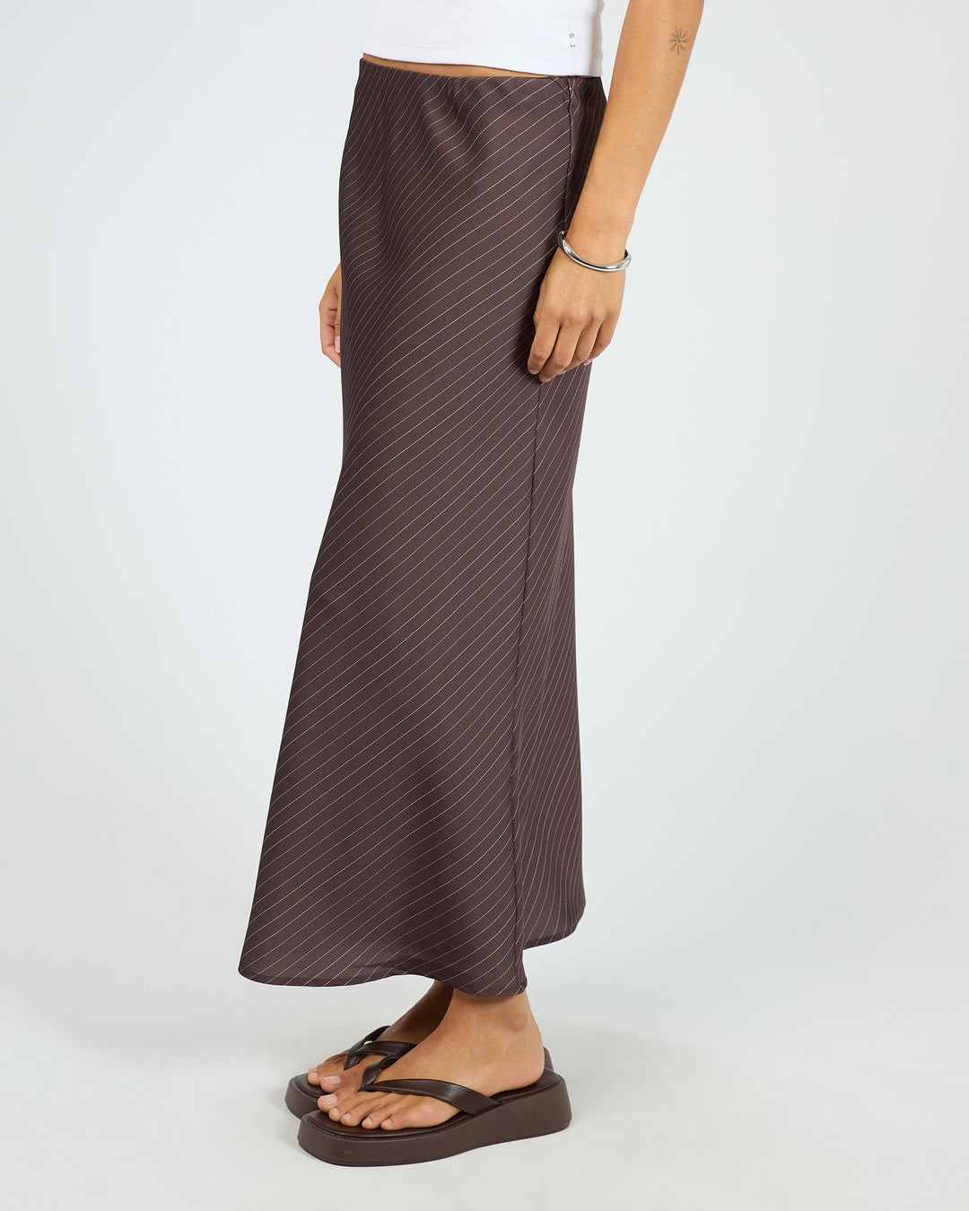 Silent Theory Eden Pinstripe Maxi Skirt Chocolate