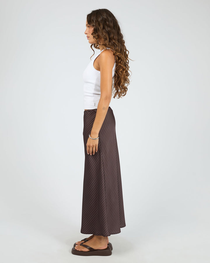 Silent Theory Eden Pinstripe Maxi Skirt Chocolate