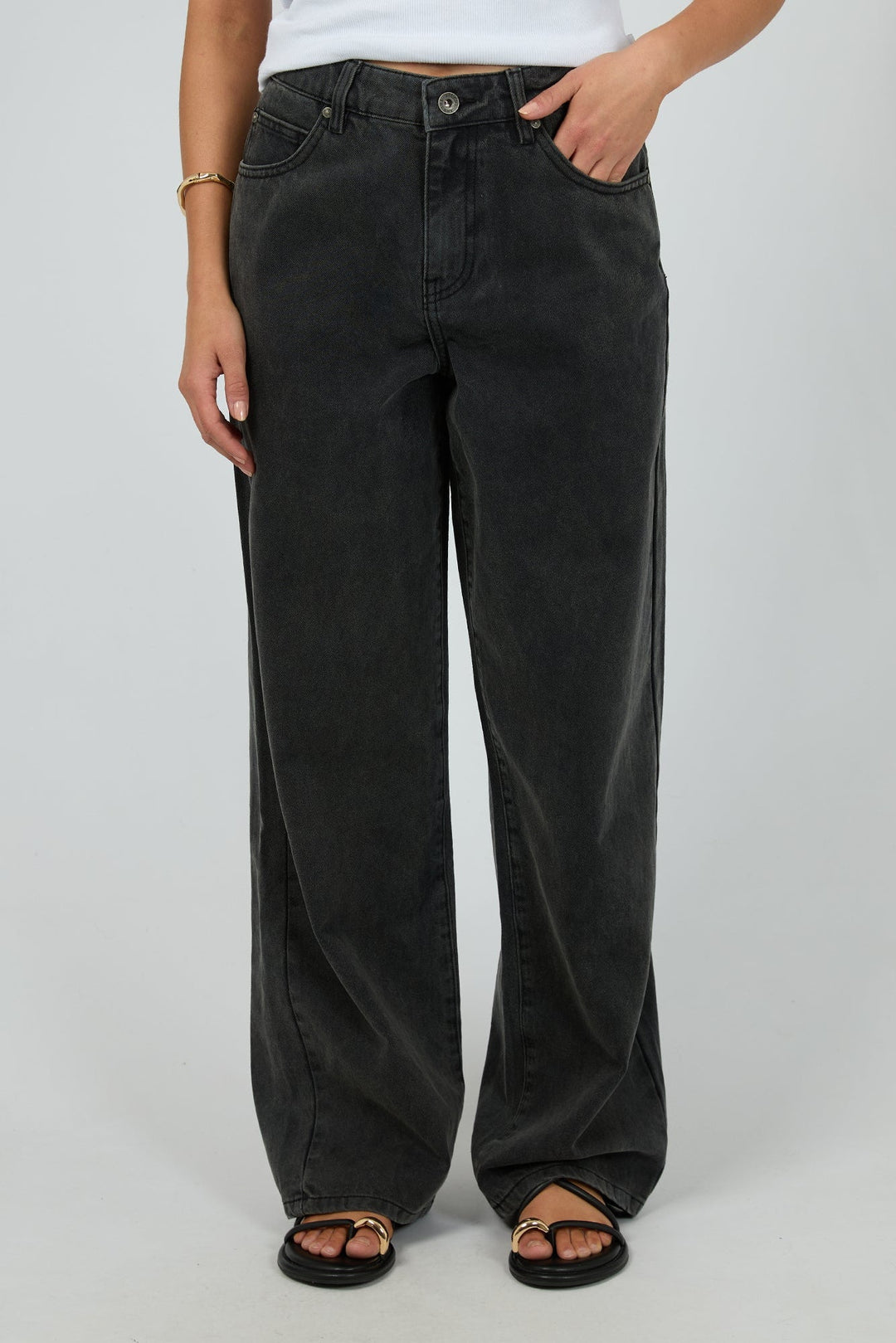 Silent Theory Jade Baggy Jean Washed Black