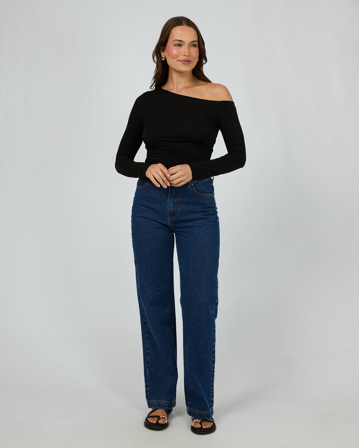Silent Theory Evie Ruched Long Sleeve Black