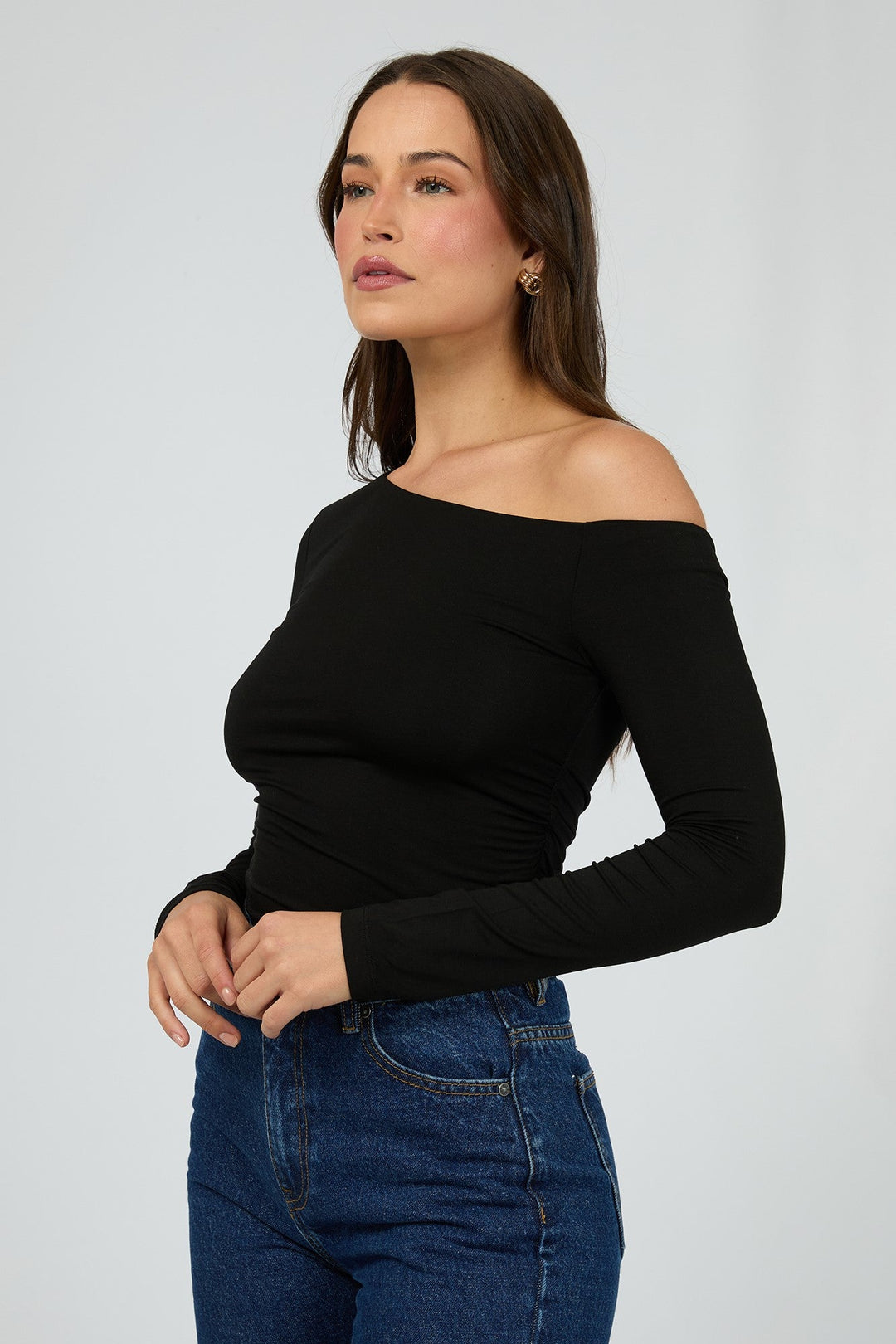 Silent Theory Evie Ruched Long Sleeve Black