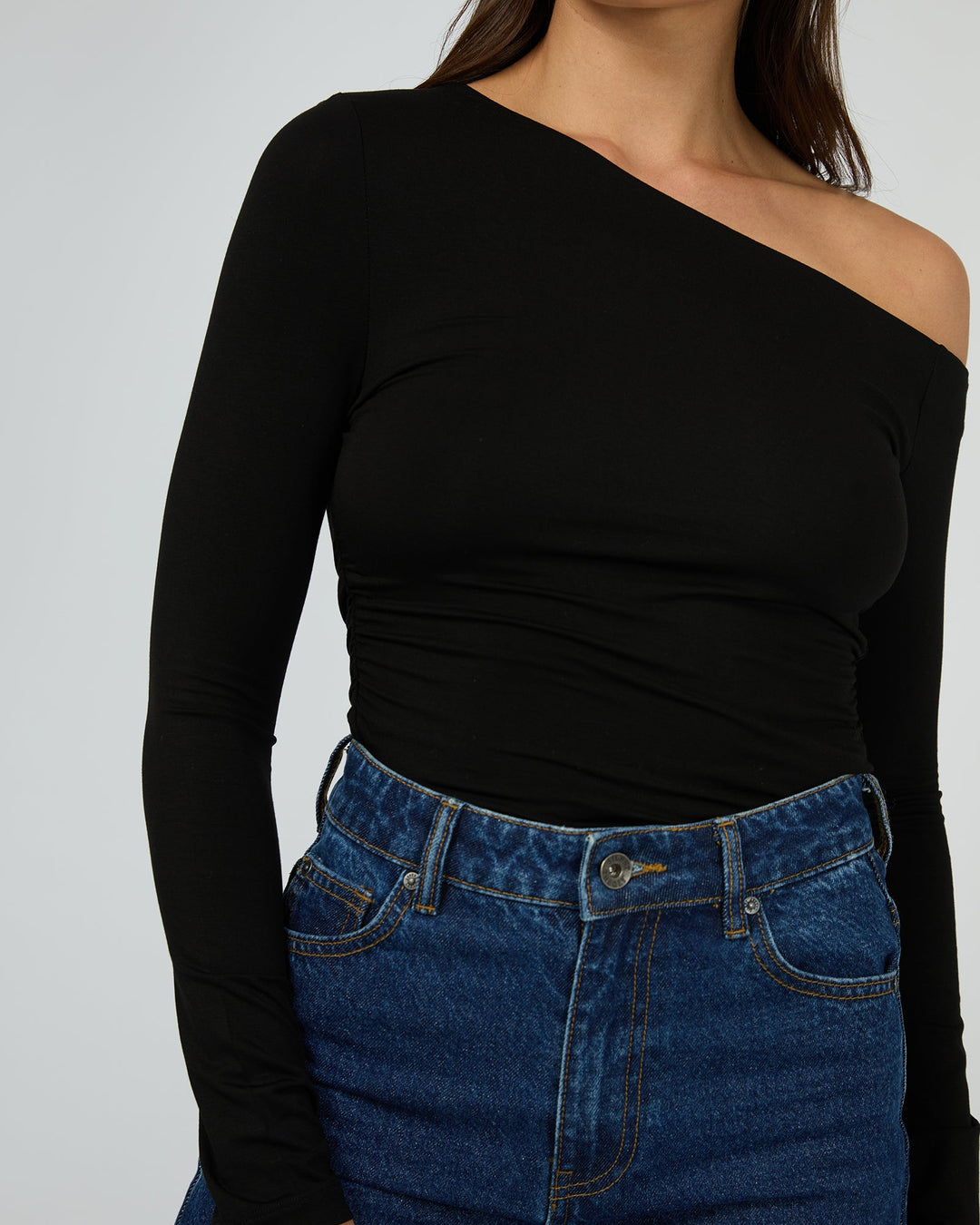 Silent Theory Evie Ruched Long Sleeve Black