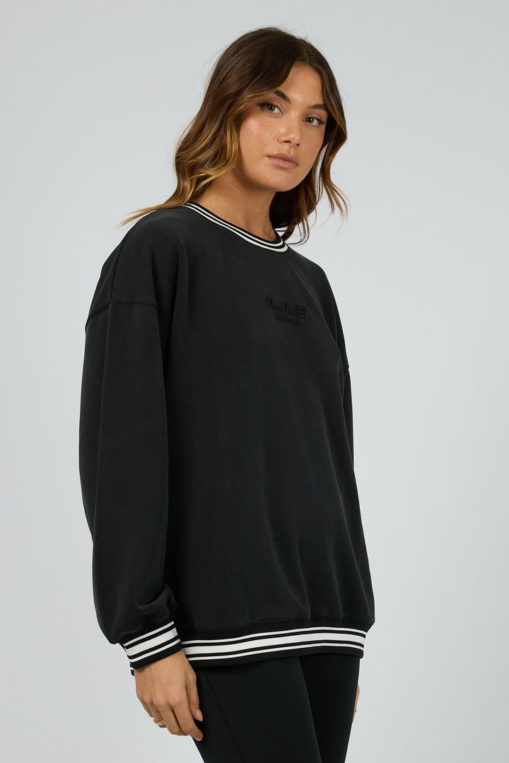 All About Eve Luxe Active College Crew Sweater Black