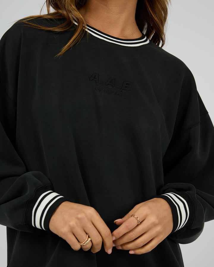 All About Eve Luxe Active College Crew Sweater Black