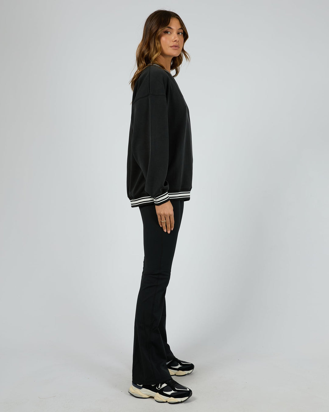 All About Eve Luxe Active College Crew Sweater Black
