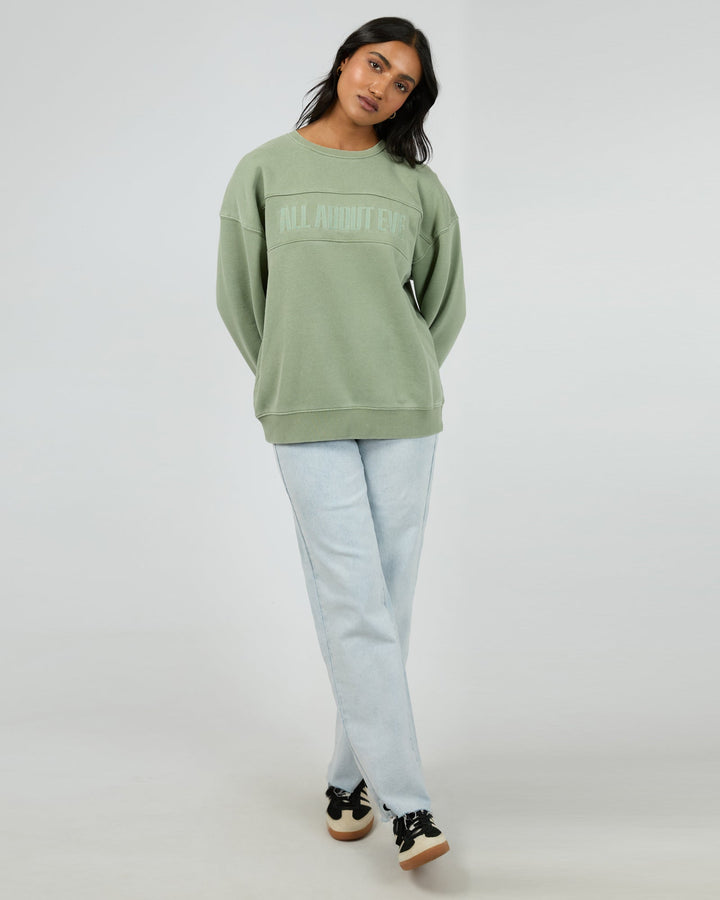 All About Eve Vital Washed Oversized Crew Khaki