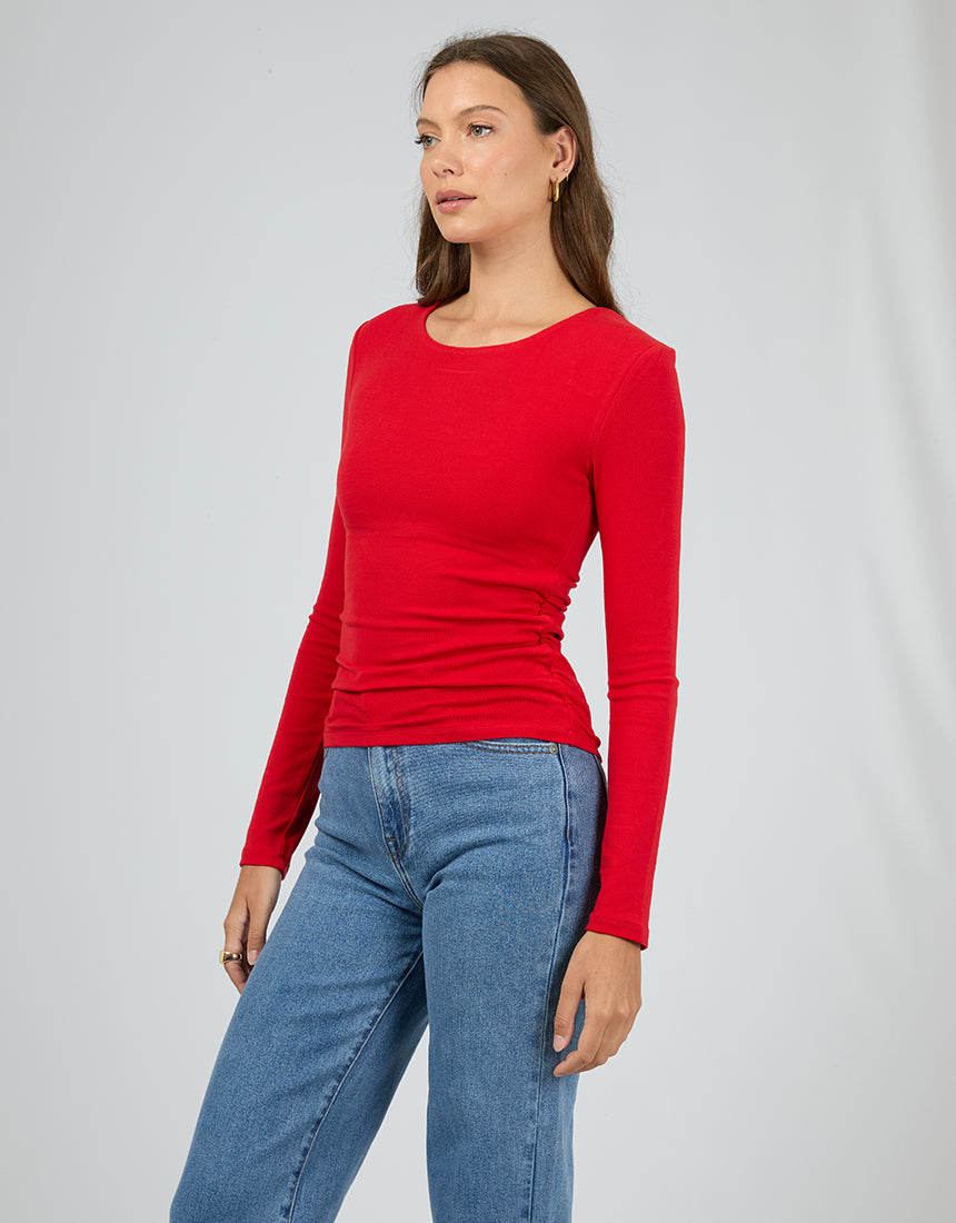 All About Eve Kylie Long Sleeve Top Scarlet