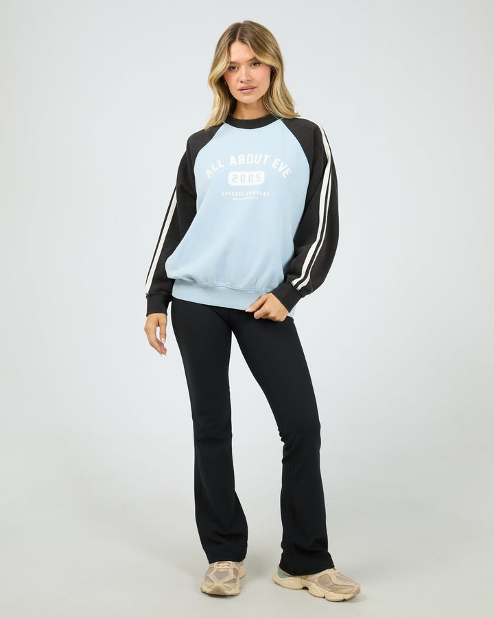 All About Eve Contrast Club Raglan Crew Blue