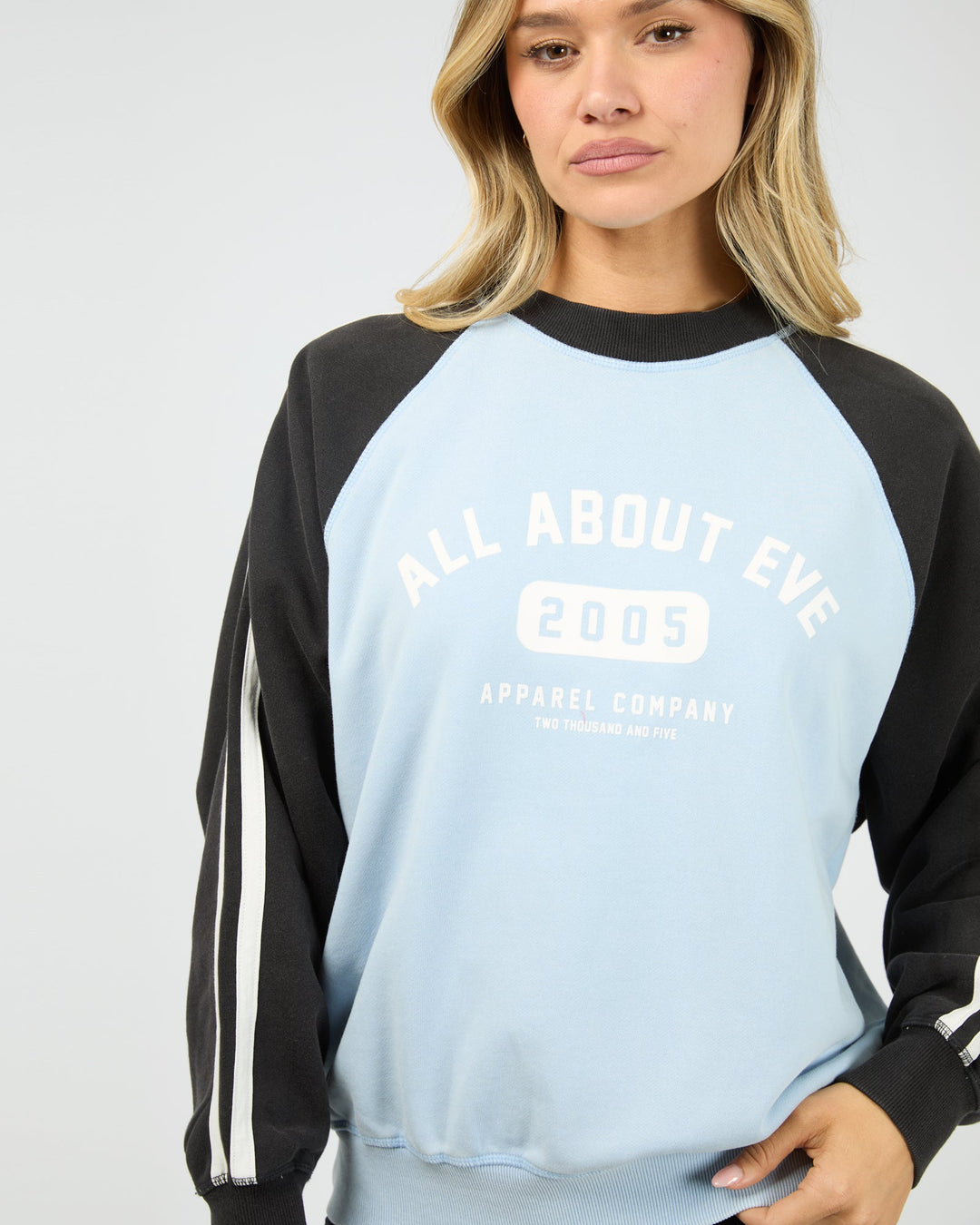 All About Eve Contrast Club Raglan Crew Blue