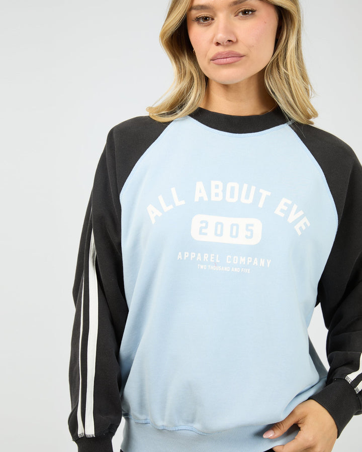 All About Eve Contrast Club Raglan Crew Blue