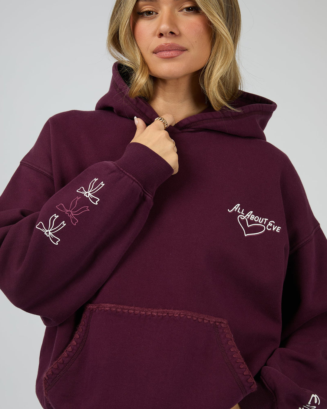 All About Eve Bake Shop Box Hoodie Wine