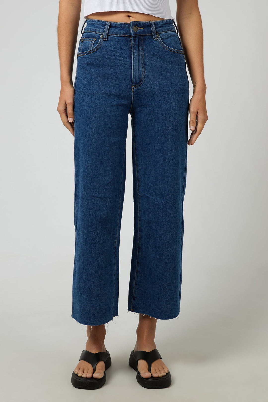 All About Eve Charlie High Rise Wide Leg Jean Mid Blue