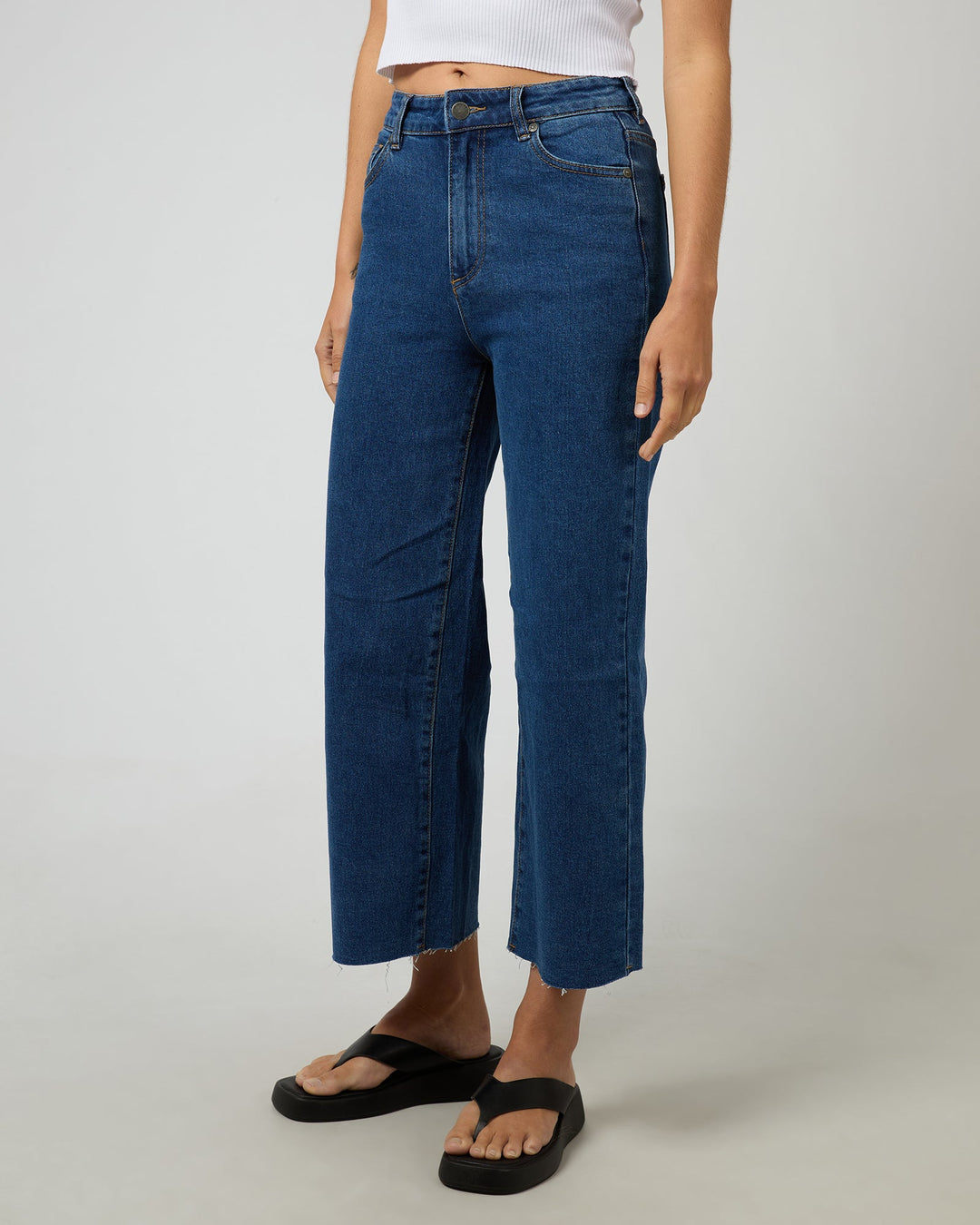 All About Eve Charlie High Rise Wide Leg Jean Mid Blue