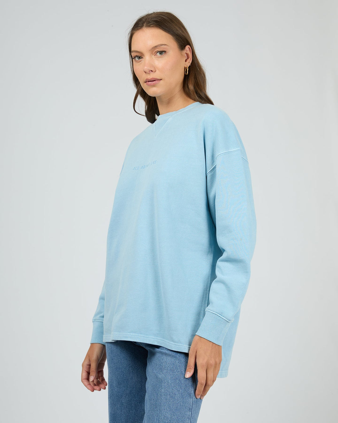 All About Eve AAE Washed Relaxed Crew Vintage Blue