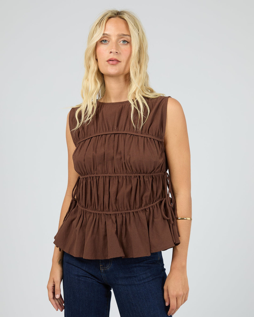 All About Eve Lou Lou Tie Top Brown