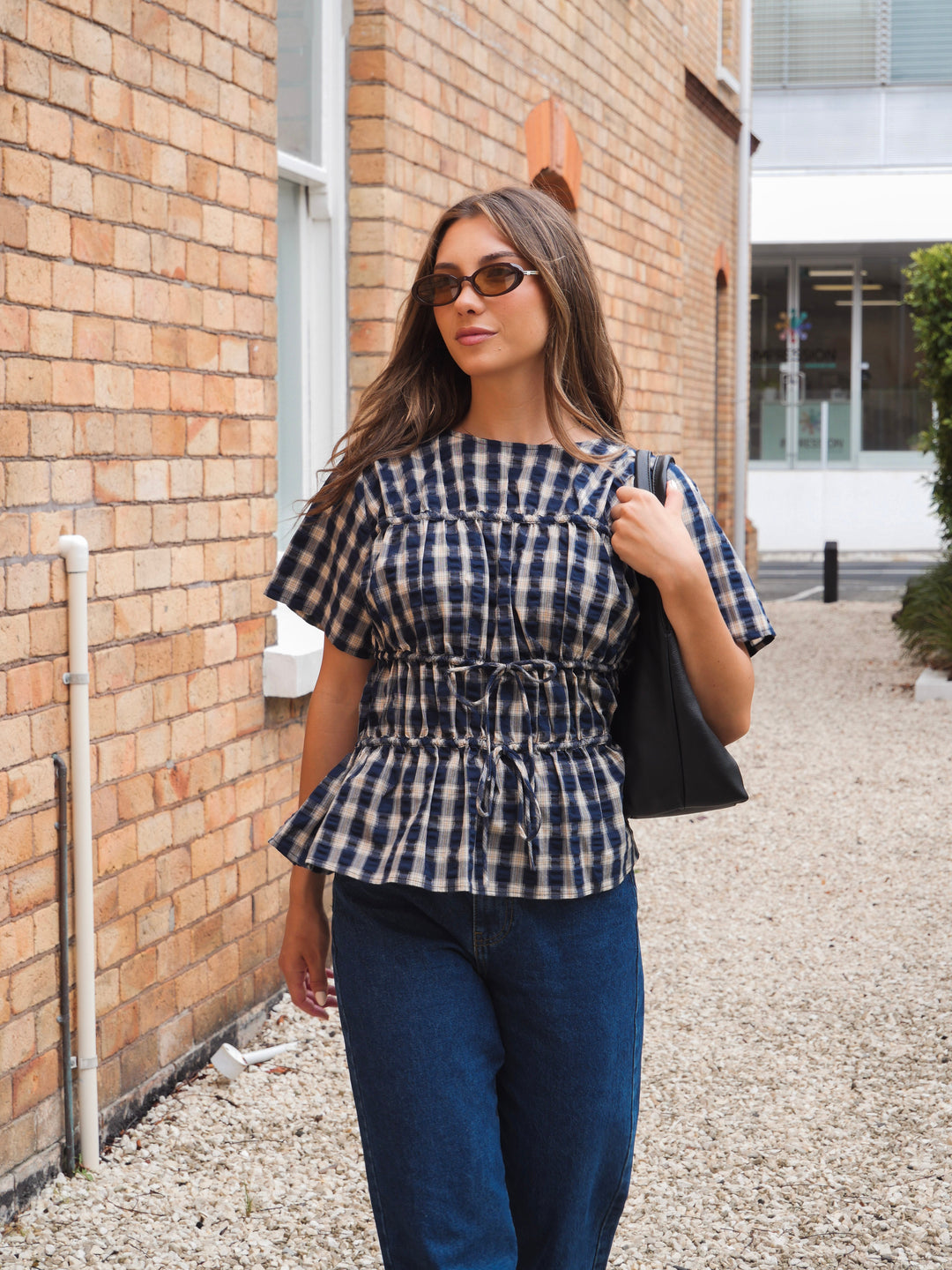 Ayva Lola Check Top Navy