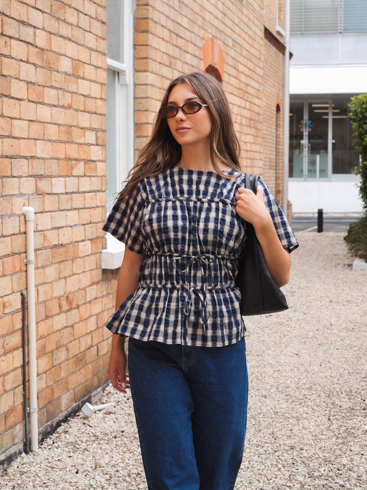 Ayva Lola Check Top Navy