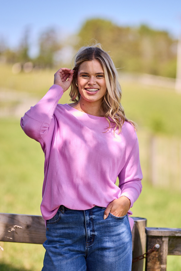 Sunday Boho Louis Knit Top Lilac Pink