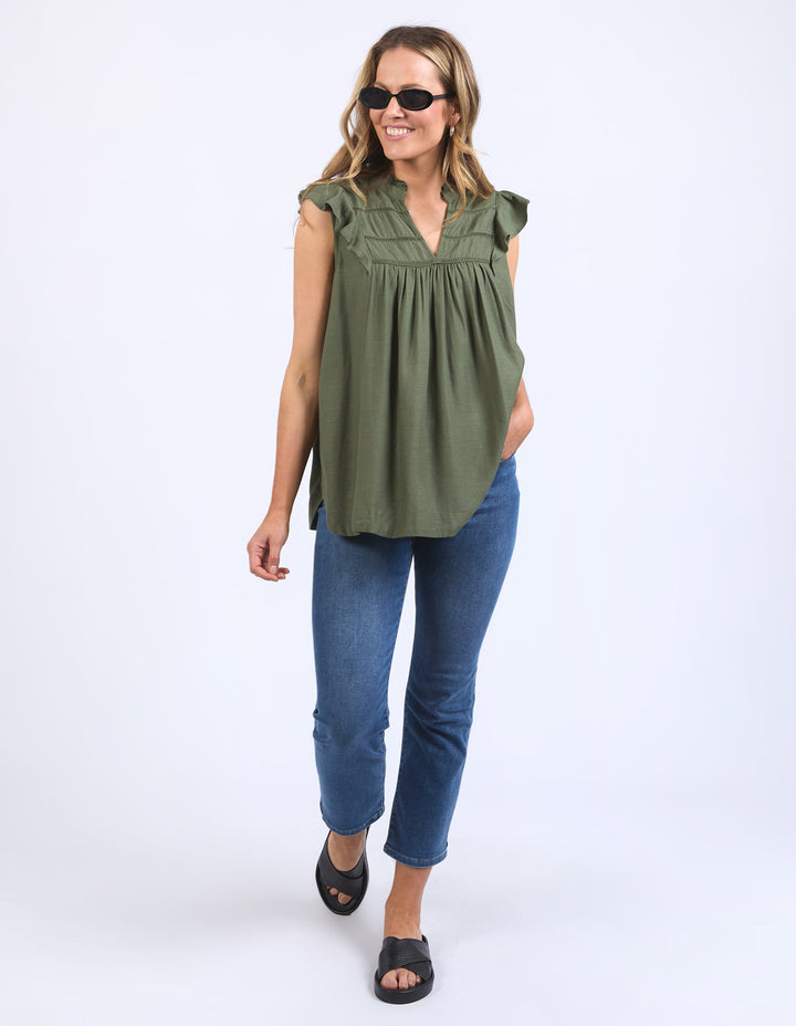 Elm Market Lace Trim Blouse Clover
