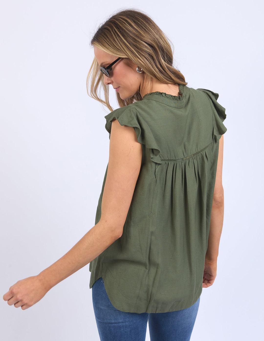 Elm Market Lace Trim Blouse Clover