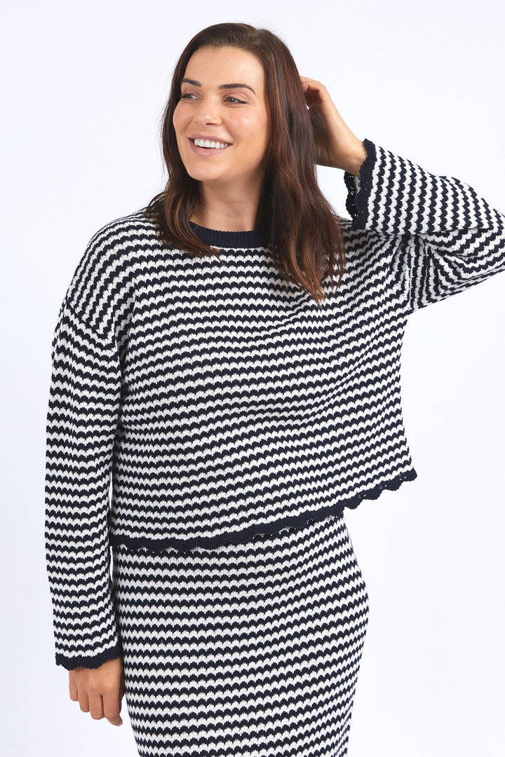 Elm Rosie Stripe Knit Navy/White