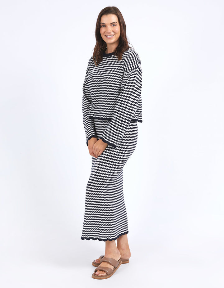 Elm Rosie Stripe Knit Navy/White