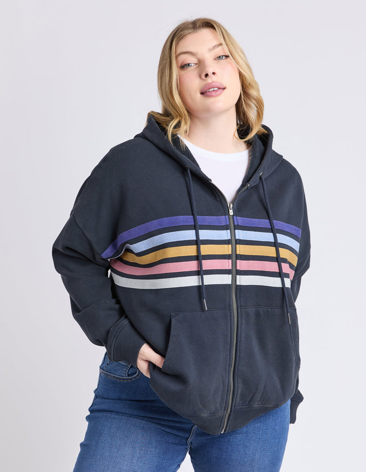Elm Cue Zip Zip Hoodie Navy