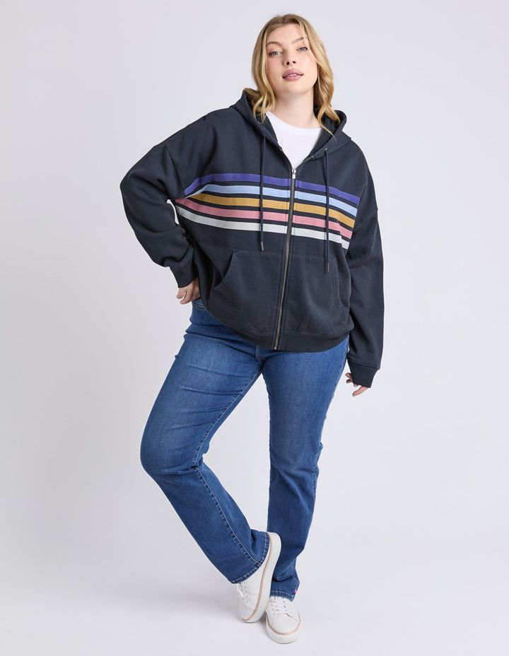 Elm Cue Zip Zip Hoodie Navy