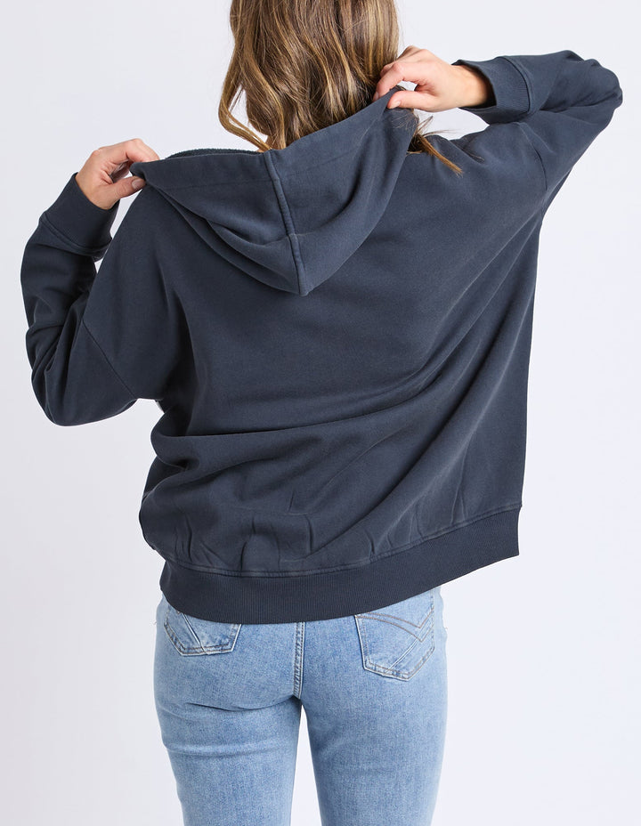 Elm Cue Zip Zip Hoodie Navy