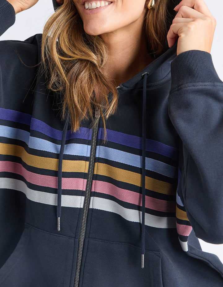 Elm Cue Zip Zip Hoodie Navy