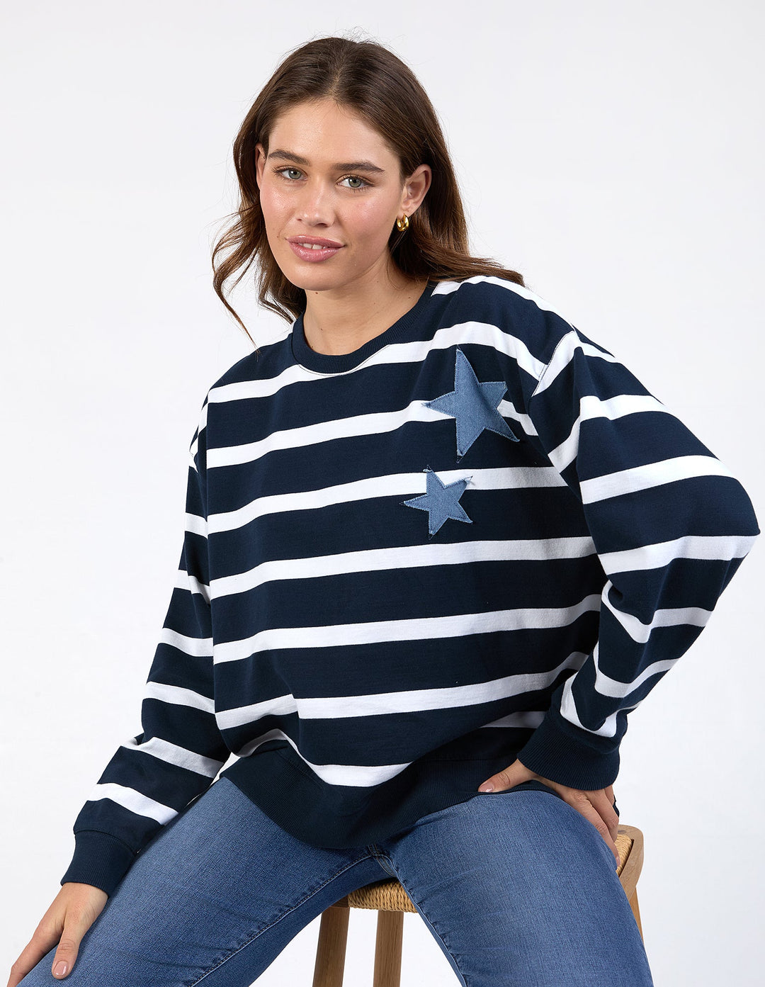 Elm Galaxy Crew Navy White Stripe