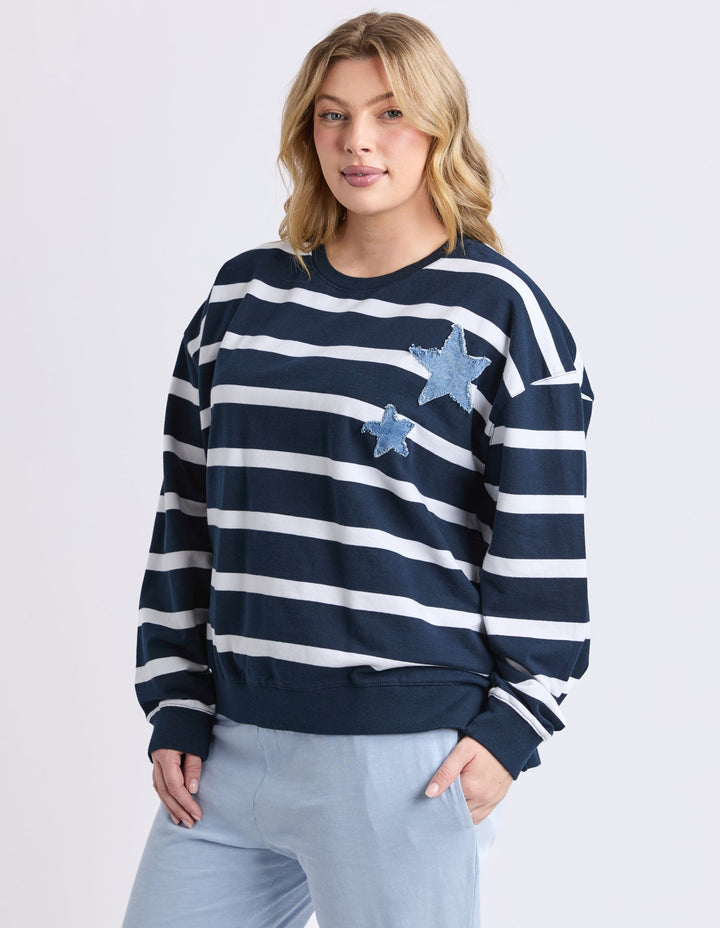 Elm Galaxy Crew Navy White Stripe