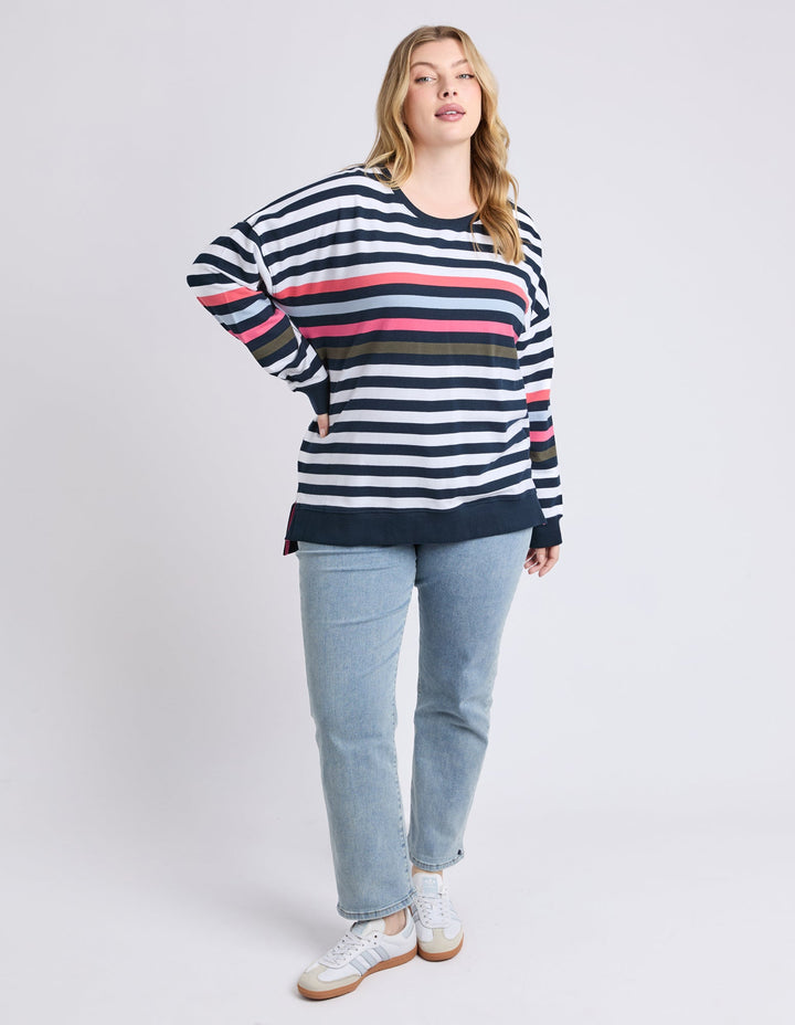 Elm Merriment Crew Navy White Stripe