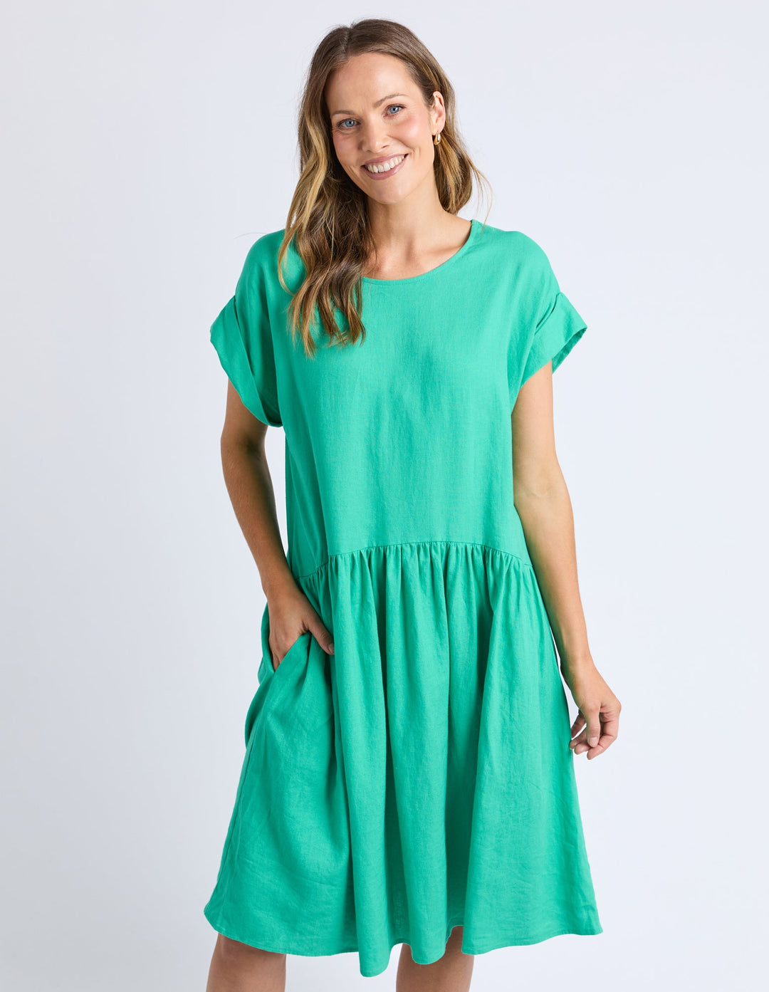Elm Sunset Hour Solid Dress Gumdrop Green