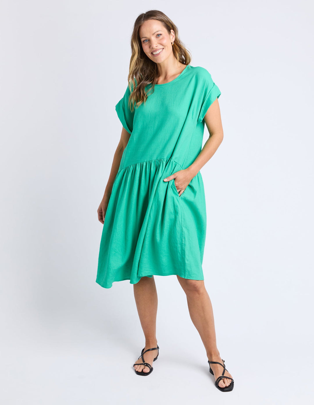 Elm Sunset Hour Solid Dress Gumdrop Green