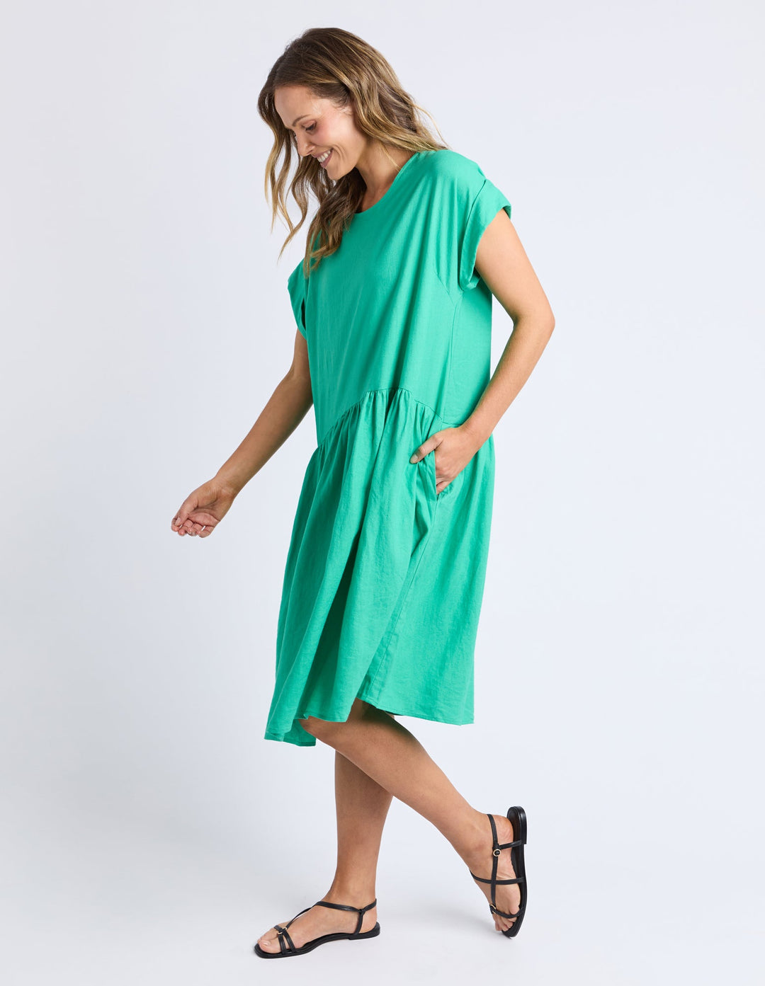 Elm Sunset Hour Solid Dress Gumdrop Green