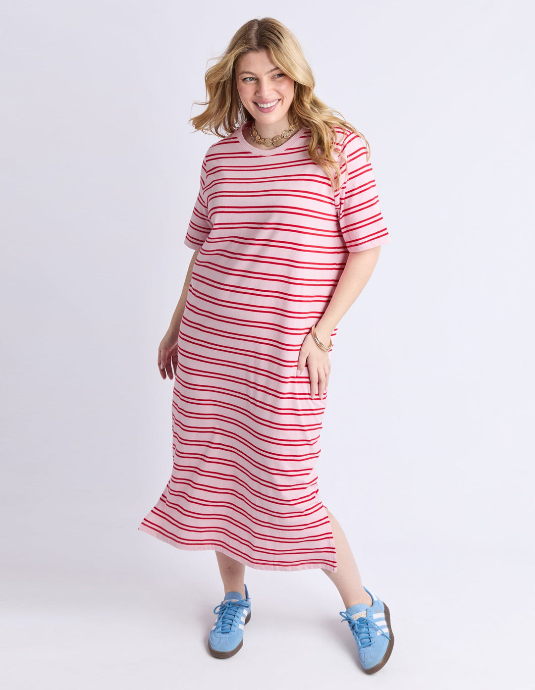 Elm Bon Bon Dress Red And Pink Stripe