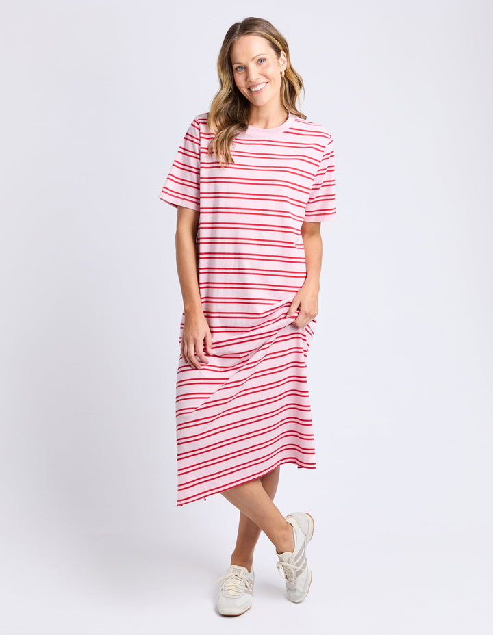 Elm Bon Bon Dress Red And Pink Stripe