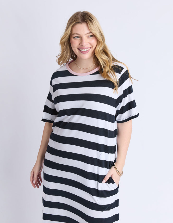 Elm Sorrento Dress Black And White Stripe