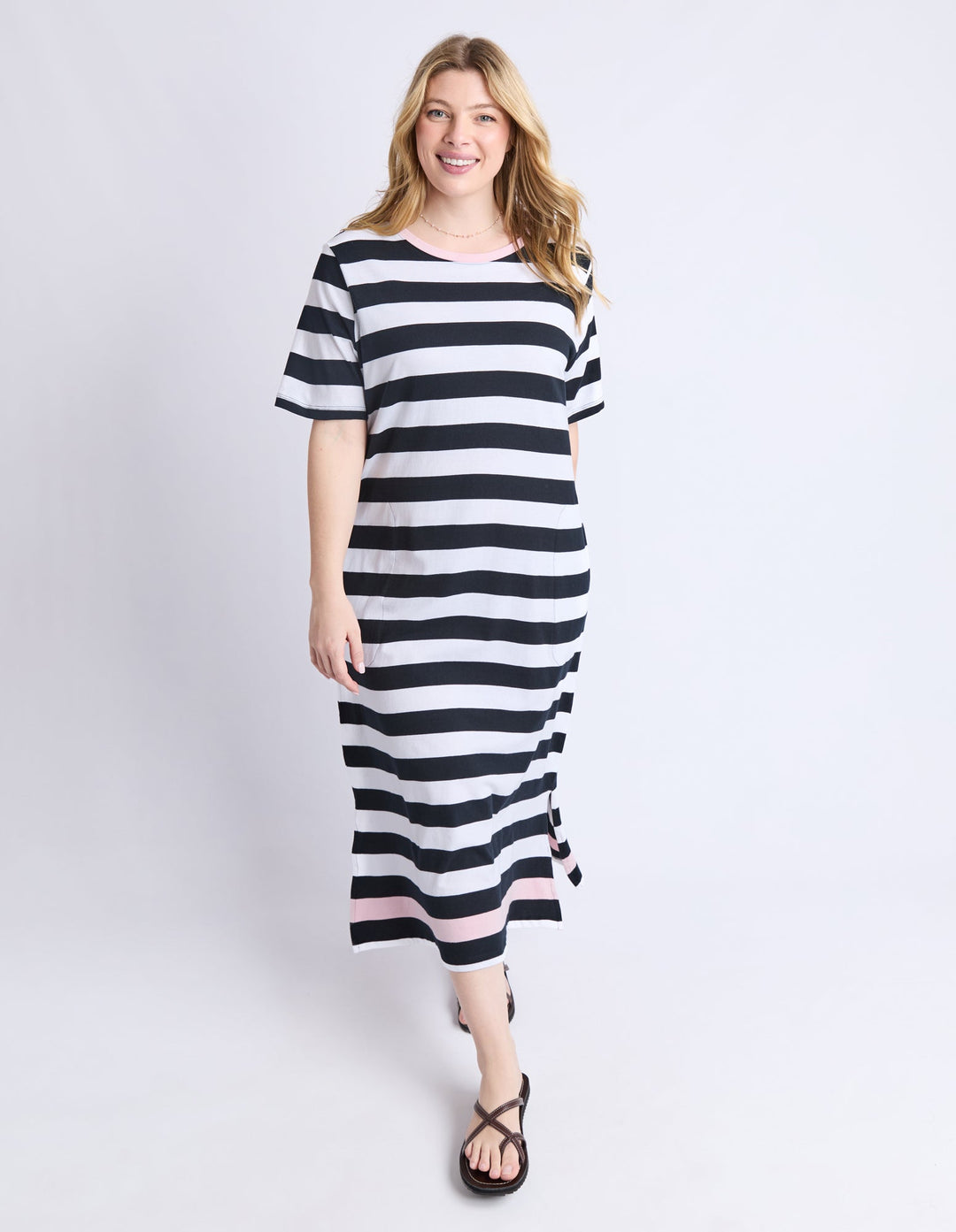 Elm Sorrento Dress Black And White Stripe