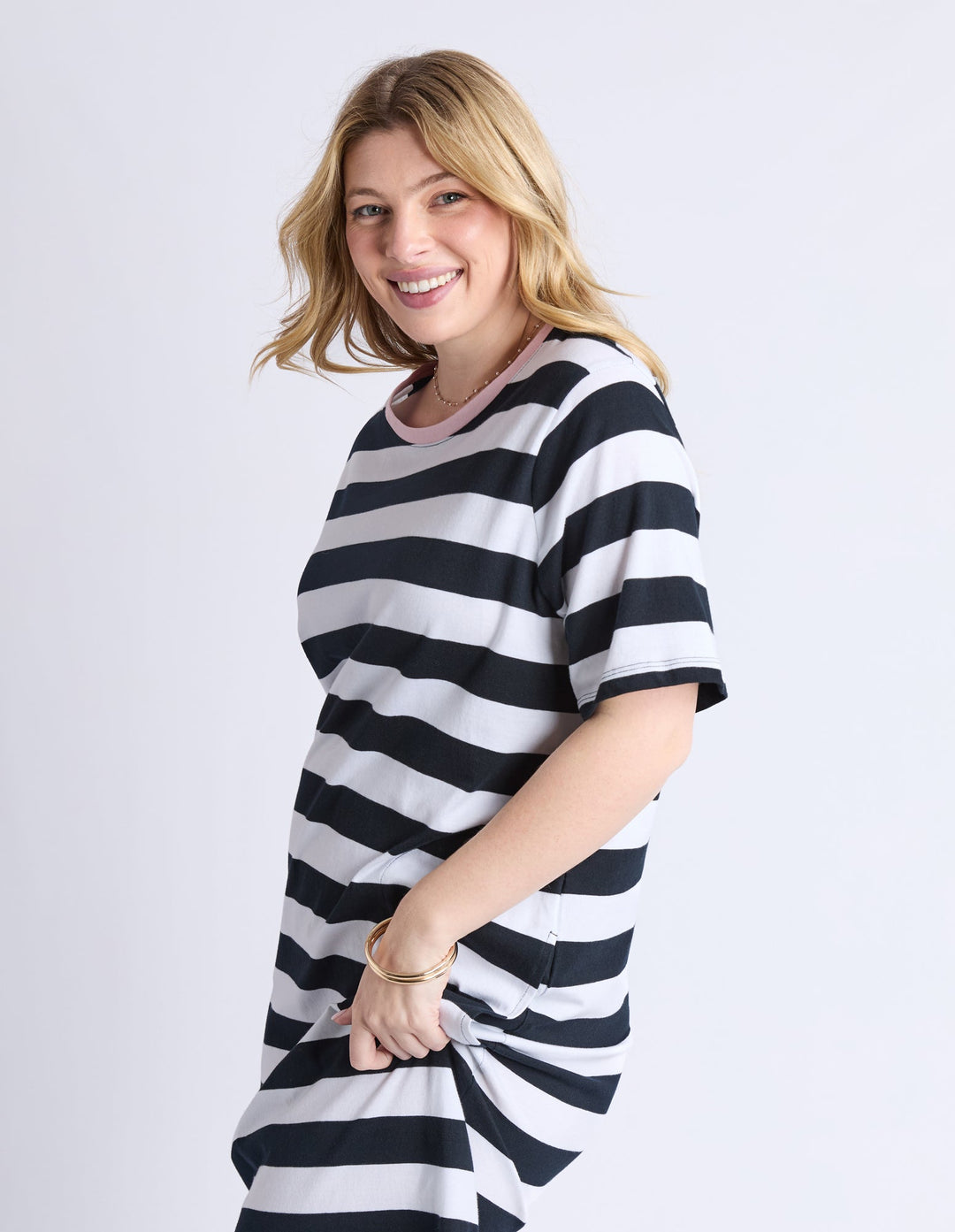Elm Sorrento Dress Black And White Stripe