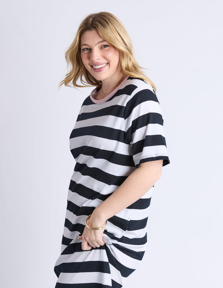 Elm Sorrento Dress Black And White Stripe