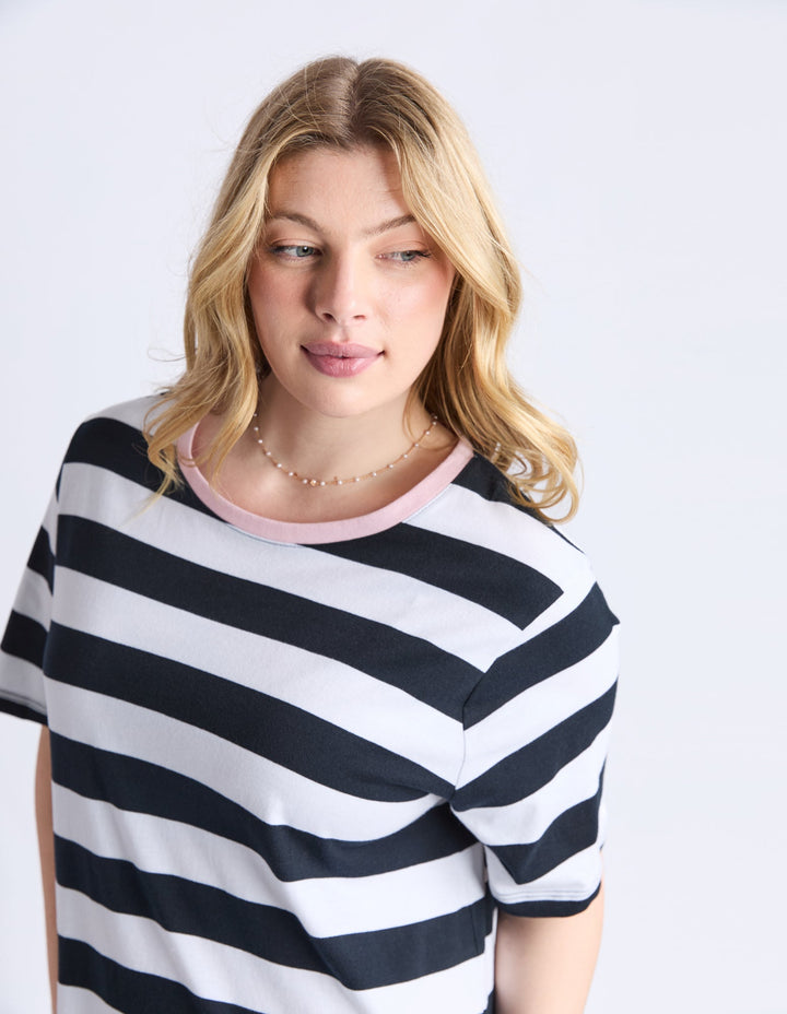 Elm Sorrento Dress Black And White Stripe