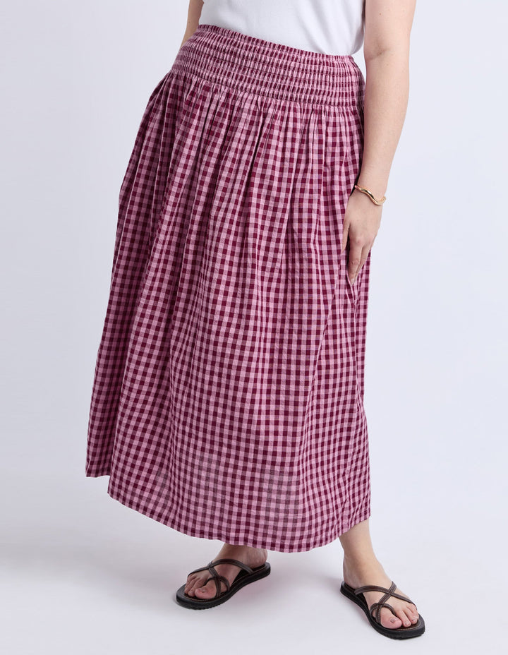 Elm Willa Check Skirt Merlot