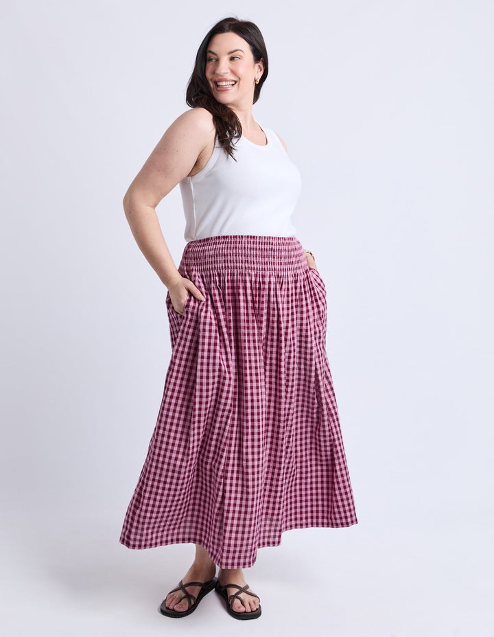 Elm Willa Check Skirt Merlot