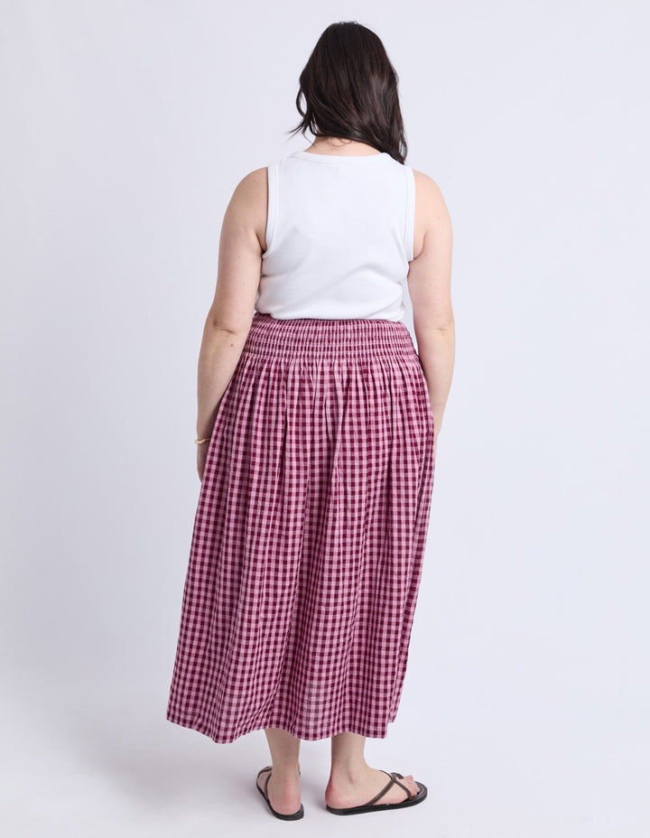 Elm Willa Check Skirt Merlot