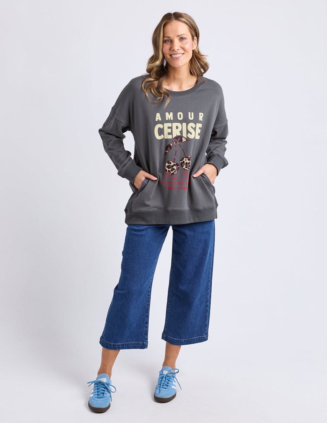 Elm Amour Cerise Crew Washed Black